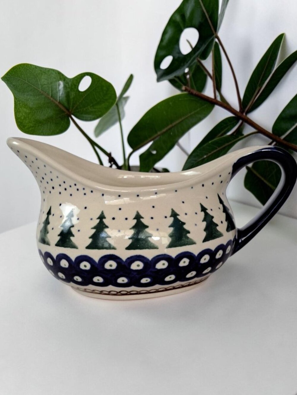 Gravy Boat Boleslawiec Polish Pottery Christmas Tree Mosquito 16oz Holiday